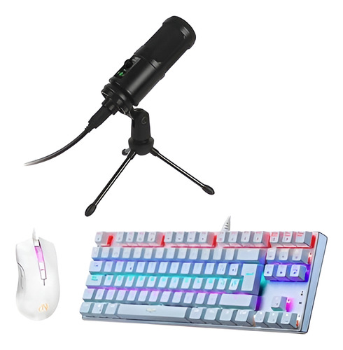 Combo Gamer Teclado Tkl, Mouse Pixart 3325 Y Microfono Usb