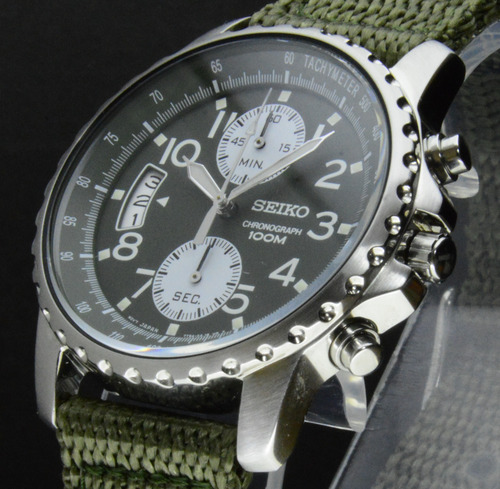 Reloj Seiko Military Snn083 F Chronograph 100 Mts. Verde Verde Musgo Acero Inoxidable Verde Musgo