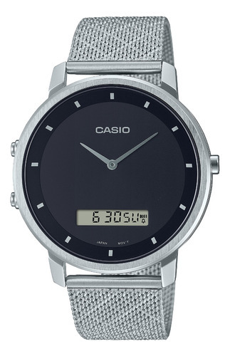 Reloj Casio Mtp-b200m-1e Correa Autoregulable Maquina Japon Color de la malla Plateado Color del bisel Plateado Color del fondo Negro