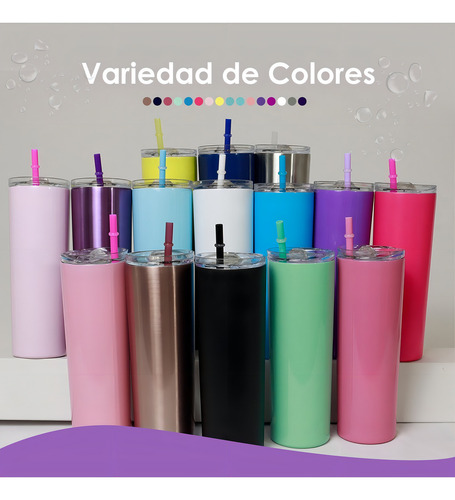 Termo Vaso Para Bebidas 20oz Acero Inox Doble Pared 8 Colore Color Lila