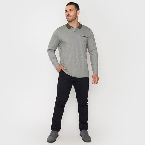 Polera Hombre Polo Piqué M/l Musgo Corona