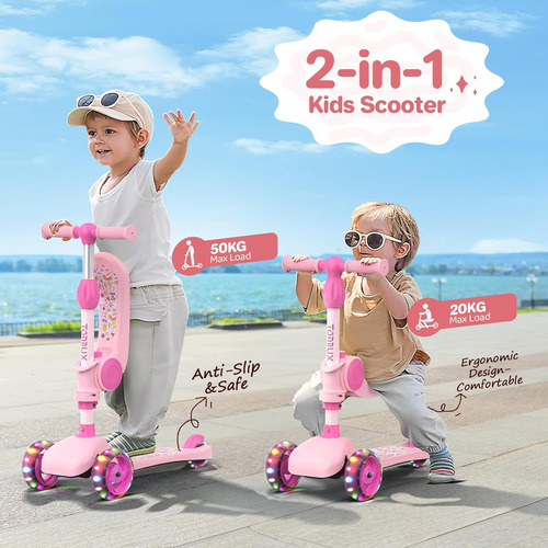 Patinete Infantil Plegable Y Ajustable Con Asiento Para Niño