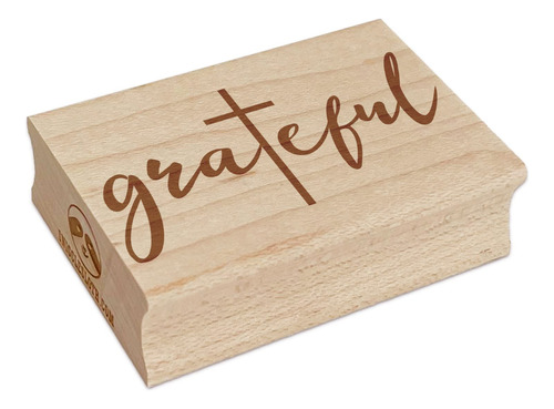 Sello Goma Rectangular Texto Ingl «grateful With Cross Para