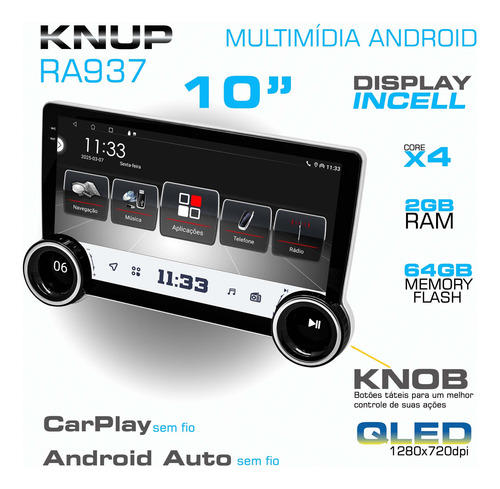 Multimidia Golf Mk7 13/19 Android Auto 64gb Carplay 10p Knob