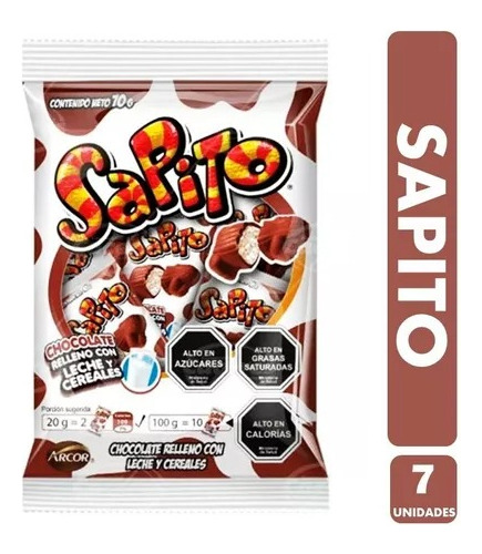 Sapito - Chocolate Relleno Con Leche Y Cereal (bolsa Con 7u)