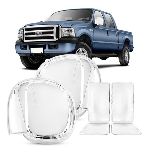 Kit Aplique Retrovisor Cromado F250 F-250 1999 A 11 Maçaneta