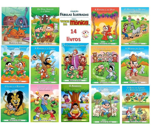 Coleção Fábulas Ilustradas Da Turma Da Mônica - 14 Livros