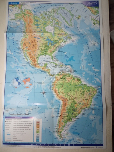 Mapa Escolar América Físico Político 35 Cm X 54 Cm