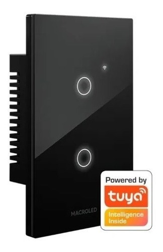 Tecla Smart Tactil Wifi Smart Inteligente 2 Luces Negra