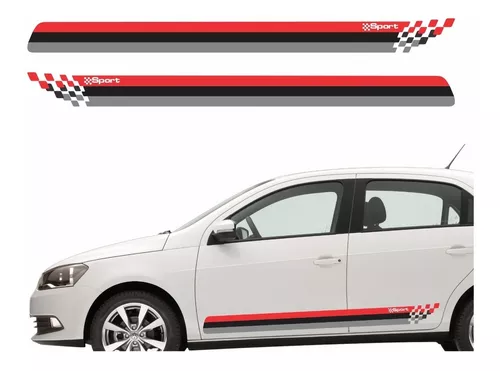 Kit 3 Adesivos Faixa Lateral Vw Gol Quadrado Racing