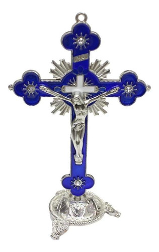 Cruz De Mesa Cristiana Católica Decoración Del Hogar Azul