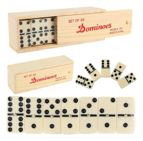 Domino Caja Peque De Madera Tamaño Piezas 4,7x2,4x0,8 Cms.