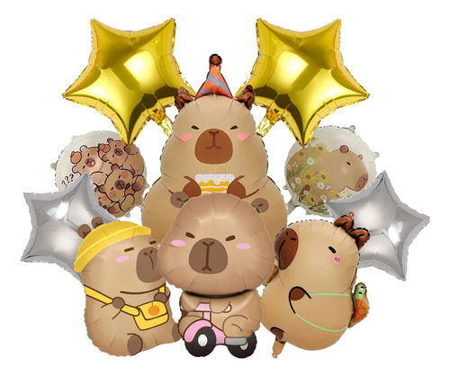 10pzs Kit Globos Decoración Para Capibara Cumpleaños Fiesta