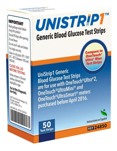 Tiras Para Glucometro Unistrip X50 Para One Touch Universal 