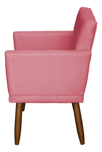 Kit 3 Poltronas Decorativas Para Sala De Espera Manicure Cor Rose Desenho Do Tecido Suede Liso