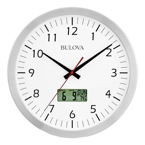 Reloj Pared Digital Bulova Clocks C4810 Blanco Temperatura
