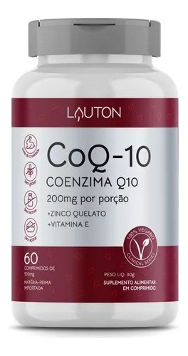Coenzima Q10 Coq-10 200mg + Vitamina E + Zinco Quelato 60cop
