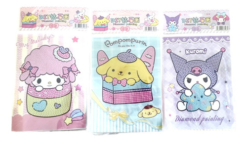 Kit 6 Pinturas Diamante 5d Diy Kawaii Kuromi Melody Y Amigos