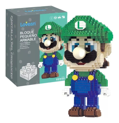 Armable Bloque Pequeño, Super Mario Bros, Luigi Cantidad De Piezas 782