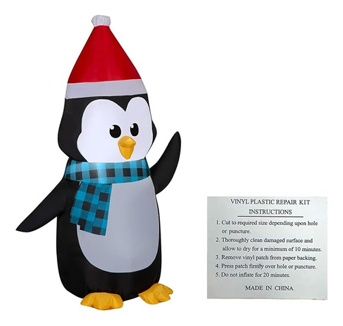 Pingüino Con Sombrero De Papa Noel Inflable De 3 5 Pies Con