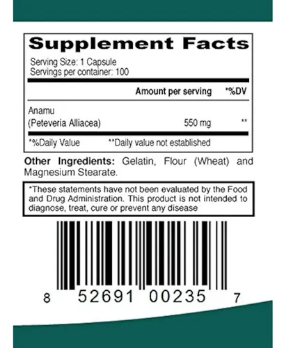 Anamu 100 Capsulas 550 Mg Petiveria Allicea