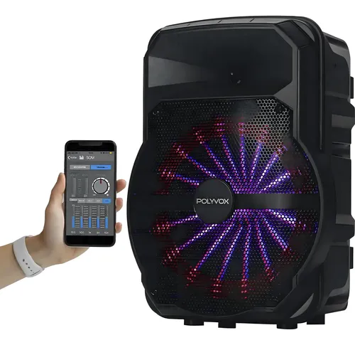 Caixa Som Bluetooth Ativa Polyvox XC-710T 300W Preto com LED