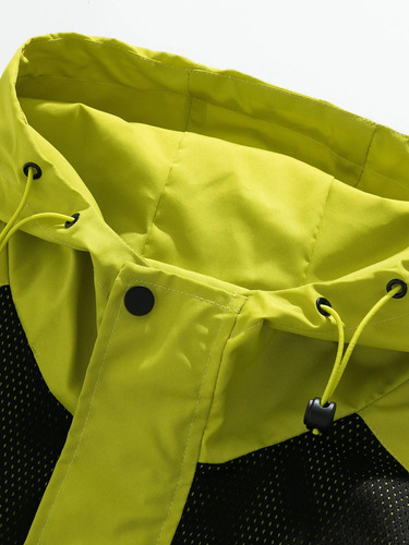 Chaqueta Exterior Con Capucha Y Bloques De Color Para Hombre