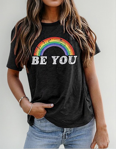 Playera De Manga Corta De Algodón Con Estampado De Corazones