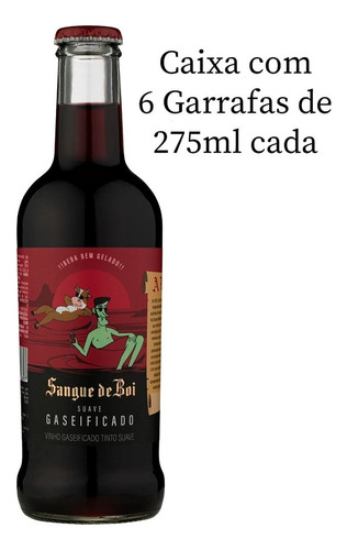 Vinho Aurora Sangue De Boi Gaseificado Tinto Suave 275ml C/6