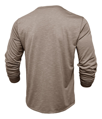Camiseta De Manga Larga Con Cuello Henry Para Hombre