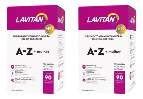 Kit 02un Suplemento Vitaminico A-z Mulher 90 Capsula Lavitan