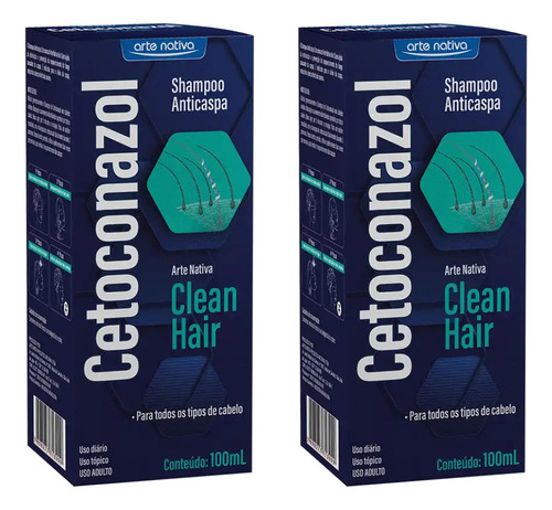 Kit 2x Shampoo Cetoconazol Anticaspa 100ml Prevenção Diária