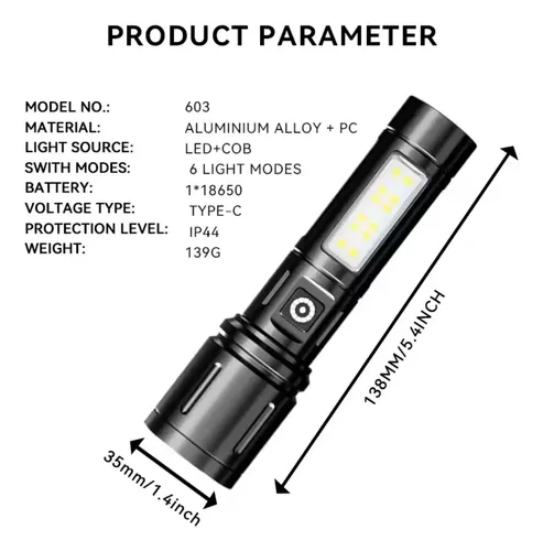 Lanterna Super Potente Inova Multifuncional Kv-742 Tática