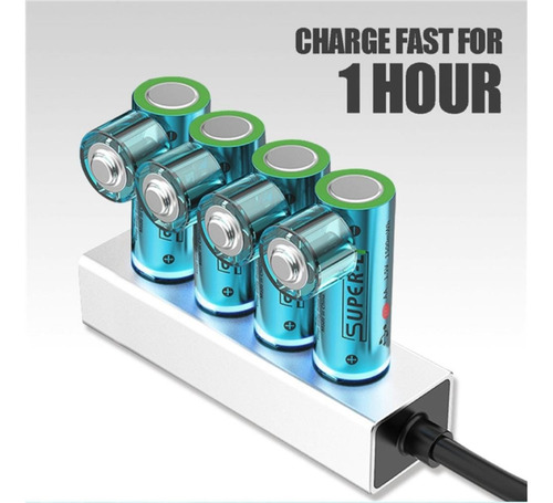 2 Baterías Aa Recargables Usb 1,000mah Carga Rápida