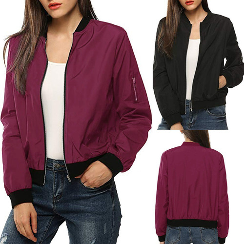 Chaqueta Acolchada Clásica Para Mujer Cazadora Corta Bomber