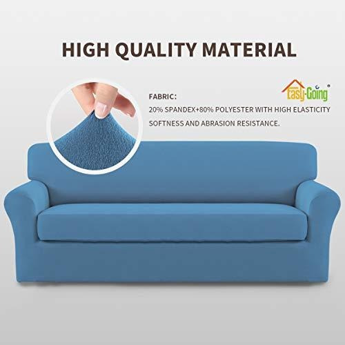 Funda De Sofa Elastica Easy-going De 2 Piezas Azul Claro