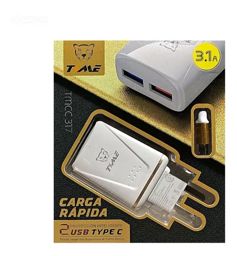 Cargador Time Tipo C Doble Puerto 2 Usb Carga Rápida