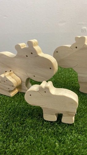 Set Familia De Animales Madera Juguetes Waldorf