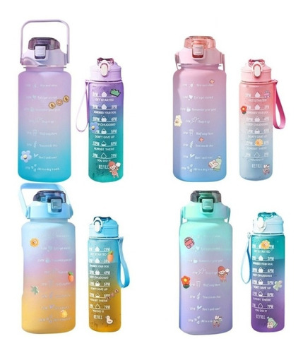 Pack 2 Botellas Agua Motivacional De 2 Litros Y 900 Ml 