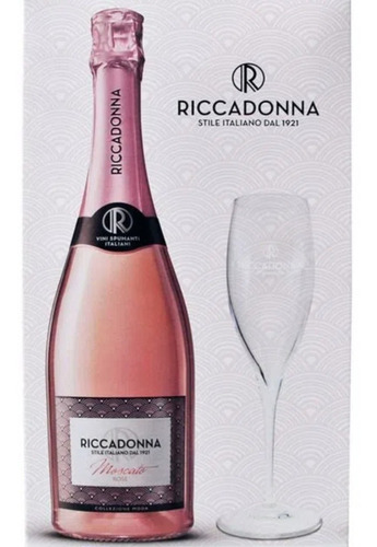 Espumante Italiano Riccadonna Moscato Rosé+copa C/caja 750cc