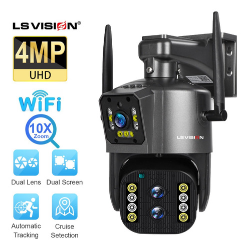 Camara Ls Vision Ptz Wifi 4mp 10x Zoom Sensor Dual Ip66  360