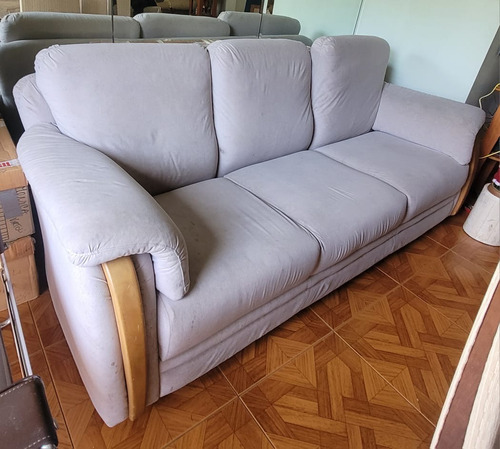 Sofa 3 Puestos En Tela Color Gris