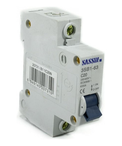 Interruptor Automático Unipolar 1x 20a, Curva C, 6ka