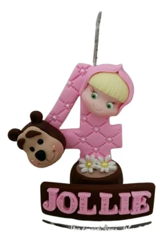 Vela De Masha Y Oso En Porcelana Fría Personalizada
