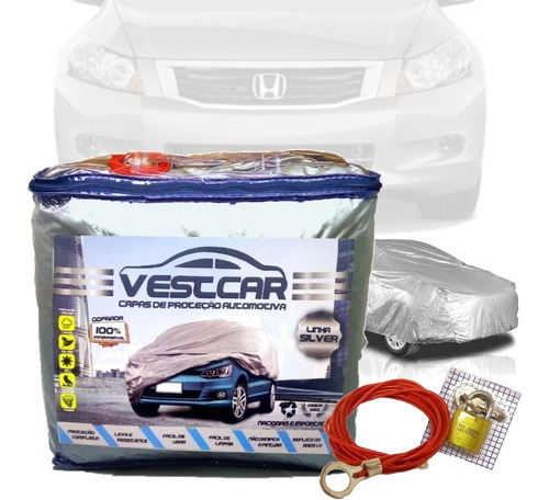 Imagem 1 de 6 de Capa Forrada Com Cabo + Cadeado Honda Accord 2008