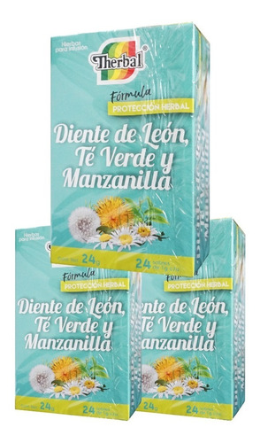 (3 Piezas) Manzanilla, Té Verde Y Diente De León Therbal