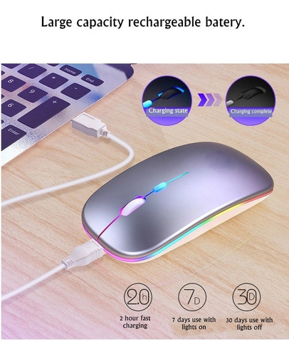 Imagen 8 de 10 de Retroiluminación Rgb Ratones Ópticos Recargable Gamer Mouse