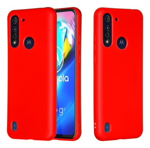 Funda De Silicona Líquida Roja Para Motorola Moto G8 Power