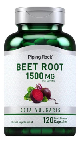 Beterraba Beet Root 1500 Mg 120 Cápsulas Piping Rock Sabor Sem Sabor