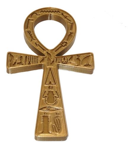 Ankh Cruz Egipcia Polímero Hogar 16cm Dorada Jeroglíficos 1